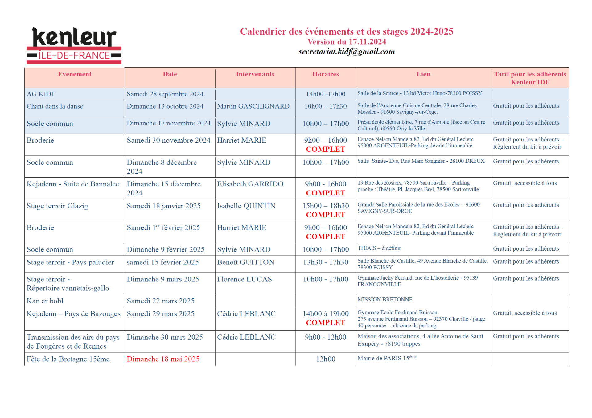 Calendrier mis a jour 17 11 24